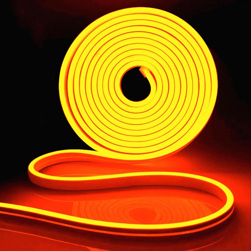iNextStation 12V Orange LED Strip Lights 16.4FT, Flexible Silicone Neon Rope Light, Waterproof, Cuttable, Dimmable & Linkable, for Cabinet, Ceiling, Wall, Bedroom, Kitchen, Garage (No Adapter) - Image 1